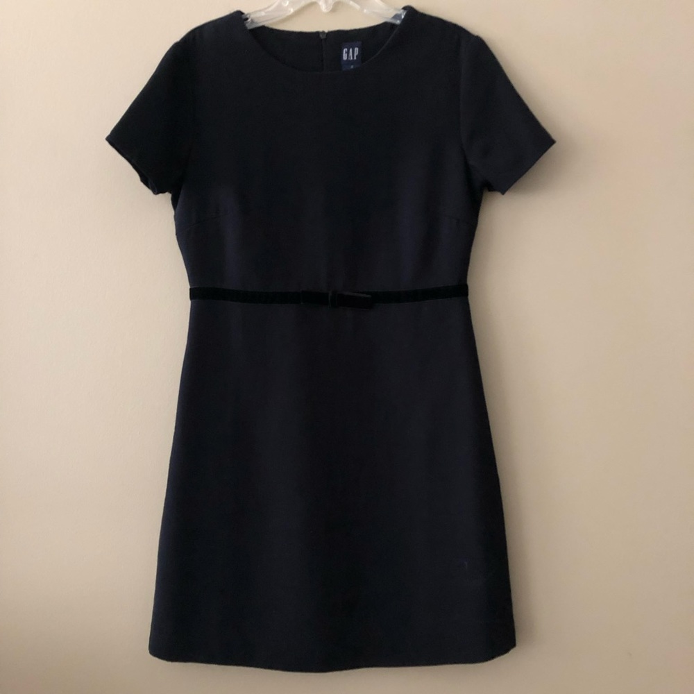 Gap Black Velvet Bow Dress